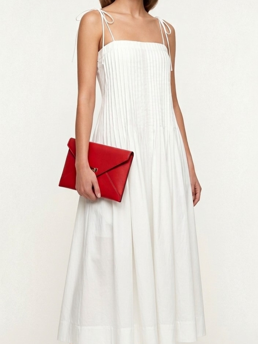 White Pleated Tie-Strap Camisole New Without Tag - Picture 2 of 11